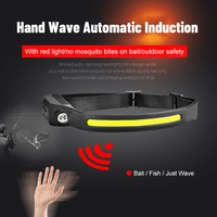 Linterna Frontal de Doble Fuente de Luz XPE COB con Sensor de Movimiento, Haz de Luz Amplio de 230 Grados, Impermeable, Recargable Tipo C, de Silicona, para Camping