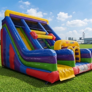 Toboggan gonflable double, combo durable en PVC, parc d'attractions gonflable avec zone d'<span class=keywords><strong>escalade</strong></span> pour le plaisir en plein air - Product Image 1