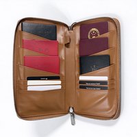 Sac de voyage familial en cuir PU imperméable personnalisé en gros, porte-cartes multiple, portefeuille pour documents de voyage avec emplacement pour stylo