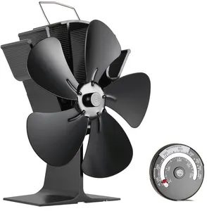 Ventilateur de poêle de qualité supérieure alimenté par la chaleur en bois 5 lames à faible bruit respectueux de l'environnement favorisent la circulation de l'air chaud en hiver