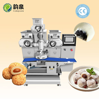 Automatische Nieuwe Mochi-maakmachine Dubbele Hopper Encrusting Industriële Deegroller Broodbaklijn Hoge Capaciteit