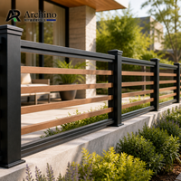 Rampe en aluminium à grain de bois naturel pour clôture de terrasse de jardin, résistante à la rouille, sans entretien, aspect bois, clôture de sécurité