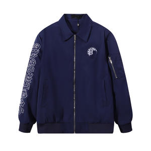 Blouson bomber streetwear de luxe transfrontalier, tendance, Chrome Hearts, best-seller, avec motif cœur brodé sanskrit, fermeture éclair - Product Image 5