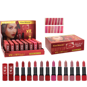 ชุดลิปสติกเนื้อแมท Kiss Beauty พร้อมโลโก้สั่งทำ บรรจุภัณฑ์หลอดแบบ Private Label กล่องโชว์สินค้า คุณภาพสูง - Product Image 2