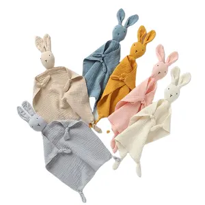 Comforter Muslin Bunny Cotton Soft Toy Newborn Organic Set Animal S Plain Christening Oeko Tek Certified Baby Security Blanket