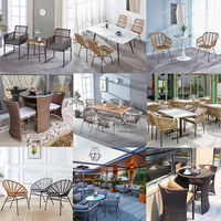 2023 Meilleure Vente Chaise de Salle à Manger d'Extérieur en Corde Tressée et Rotin, Empilable, avec Cadre en Fer Métallique, pour Patio et Jardin, et Coussin Imperméable