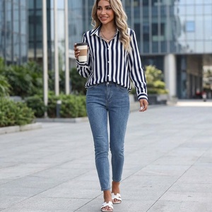 Camicia da <span class=keywords><strong>donna</strong></span> a righe con bottoni, <span class=keywords><strong>bordeaux</strong></span>, a righe verticali, a maniche lunghe, vestibilità ampia, estiva, stile boho, per vacanze, taglie forti - Product Image 6