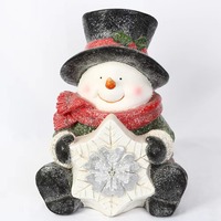 Figurine de bonhomme de neige de Noël avec lumière LED, décoration de bonhomme de neige en oxyde de magnésium, ornement de table, décoration de fête de Noël à la maison