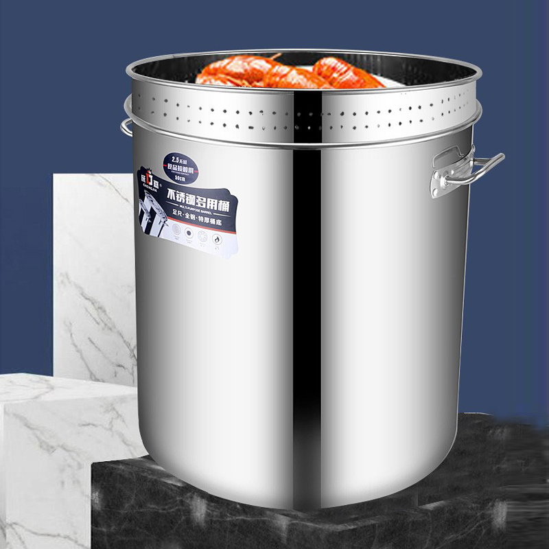 Commercial Hotel Use 201 Stainless Steel Soup Stock Pot Bucket Large Capacity Thickened Canteen Lid Modern Multi-Purpose Drip · image 5
