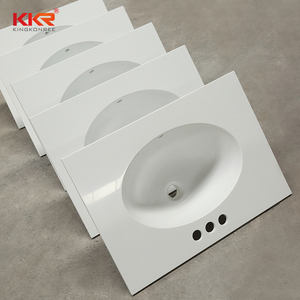 Lavabo sous-vasque portable, lavabo de salle de bains, vasque en pierre artificielle, Double bol rectangulaire, Surface solide - Product Image 3