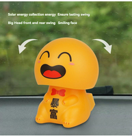 Ornamen Mobil Tenaga Surya 2 Inci, Figur Goyang ABS untuk Dashboard Mobil, Wajah Tersenyum