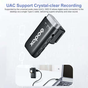 Microphone à condensateur sans fil Godox WEC-S 2,4 GHz avec écran LED, boîtier métallique Type C, batterie intégrée pour les appareils photo <span class=keywords><strong>Sony</strong></span> et les mobiles - Product Image 6