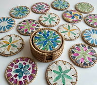 Sous-verres et tapis rectangulaires faits à la main, en bois peint de style chinois, écologiques, durables, résistants à la chaleur, de qualité alimentaire, vente en gros