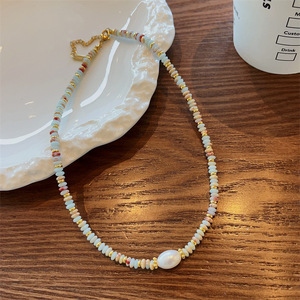 Collar de Clavícula con Diseño Geométrico de <span class=keywords><strong>Piedra</strong></span> Natural y Perla de Agua Dulce con Color de <span class=keywords><strong>Piedra</strong></span> Shoushan Francesa, Regalo Unisex - Product Image 2