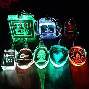 Wholesale Fashion Custom Personalized 3D LED Crystal Keychain <b>Memorial</b> <b>Gifts</b> Laser Customized Keychain Crystal Keychain - Product Image 2