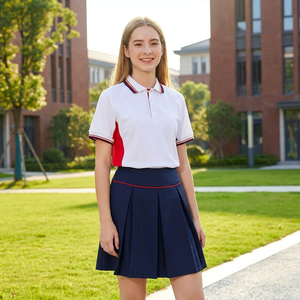 Ensemble d'uniformes sportifs 521001M pour collégiens et lycéens, avec logo personnalisé, polo de performance et short marine pour garçons et filles, tenue d'équipe - Product Image 2