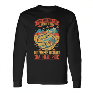 T-shirt à manches longues avec citation positive et design motivant, taille adulte unisexe, I Have A Five Year Plan - Product Image 2