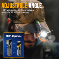 Lampe frontale à LED COB pivotante à 90 degrés, multifonctionnelle, avec détecteur de mouvement, portable, étanche, lampe de vélo rechargeable, lampe de travail