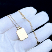 Collier pendentif pour femme en or 18 carats avec diamant de laboratoire HPHT et plaque carrée lettre N