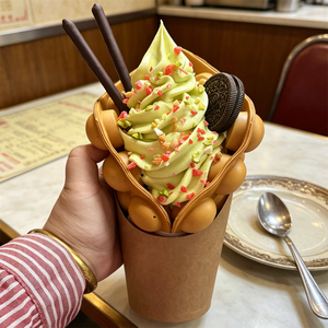Décoration de café et pâtisserie : Modèle de gaufre aux œufs en mousse PU écologique, technique de mousse, confettis colorés, bâtonnets de chocolat, biscuits - Product Image 2