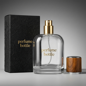 Flacons de parfum ovales ronds en verre avec bouchon en bois naturel et garniture argentée, vente en gros, flacons de parfum vides avec boîte, flacons de parfum de qualité - Product Image 6