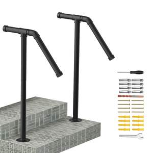 קיר צינור ברזל מט מדרגות שחור מעקה מדרגות מעקה למדרגות שחורות, גן, מוסך, אזור ילדים - Product Image 1