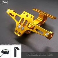 Accessoires de modification de moto, support de plaque d'immatriculation rétractable en alliage d'aluminium CNC, lumière LED, style avion, YDASE