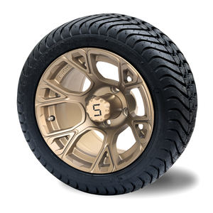 Conjunto de Neumático y Rin de 12 Pulgadas para Carro de Golf SRGCTW-216, 215/35-12, Mecanizado/Negro Brillante, Bronce Gunmetal con Detalles en Plata Oscuro - Product Image 6