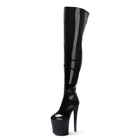 Bottines à talons hauts de 20 cm, plateforme cylindrique, cuir verni, chaussures de performance de 8 pouces, bottes cuissardes grande taille pour femmes