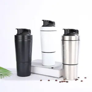 Individueller Shaker Wasserflasche Individuelle Fitness-Protein-Metallflaschen Druck-Logo Sportflasche BPA-freie Werbung