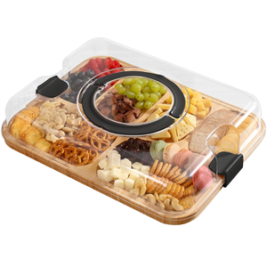 Couvercle de <span class=keywords><strong>plateau</strong></span> de <span class=keywords><strong>fromage</strong></span> en bambou Portable rectangulaire <span class=keywords><strong>Charcuterie</strong></span> coupe Snack compartiment <span class=keywords><strong>plateau</strong></span> de service <span class=keywords><strong>plateau</strong></span> durable écologique - Product Image 1