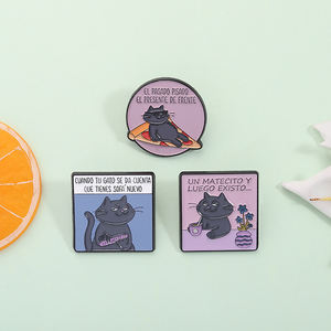 الكرتون القط والاسبانية يقتبس الامم المتحدة Matecito Y Luego Existo المينا دبابيس El Pasado Plsado El Presente De Frente بروش المجوهرات - Product Image 2