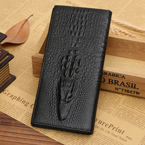 Noir 3D Crocodile Motif En Cuir Véritable Hommes Multifonctionnel Grande Capacité Affaires Long Italie Portefeuille - Product Image 5