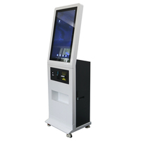 Kiosque de commande au détail sur pied avec écran tactile capacitif, scanner QR, accepteur de billets et de pièces, pour commande et paiement en libre-service