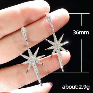 Orecchini a stella scintillanti da donna, orecchini geometrici, gioielli alla moda per tutti i giorni - Product Image 6