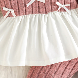 ชุดเสื้อผ้าเด็กผู้หญิง 2 ชิ้น ผ้าโพลีเอสเตอร์ผสมสแปนเด็กซ์ ระบายอากาศได้ดี สไตล์ลำลองสำหรับฤดูใบไม้ร่วง  เสื้อแขนยาวผูกโบว์สวยงาม ดีไซน์เรียบง่าย - Product Image 5