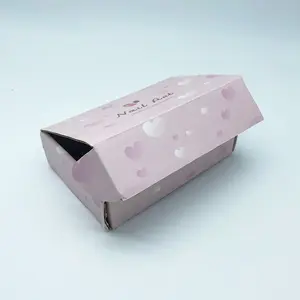 OEM Dongguan Hersteller kleine rosa Post E-Commerce leere Druck auf falsche Nägel Verpackungsbox individuelles Logo
