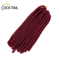 Dreadlocks Souples en Fibre Kaneka Japonaise, Tresses de Cheveux Synthétiques Bordeaux, en Stock