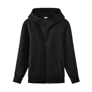 Hooded Zip-Up Sweatshirt 380g Cotton Solid Color Daily Wear Men Women Unisex Style - Product Image 3