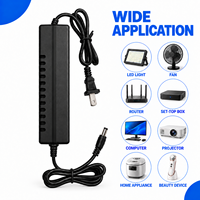 Adaptateur secteur DC de bureau 12V 5A 60W avec logo personnalisé, prises US EU UK AU, connecteurs multiples pour ordinateur, appareil de beauté, ventilateur, routeur