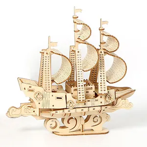 Laser geschnittenes Basswood Ocean Segelboot Modell Holz Handwerk Schiff Dekor DIY Lernspiel zeug 3D Holz puzzle für Erwachsene Kinder