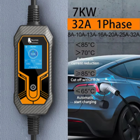 Estación de Carga Portátil para Vehículos Eléctricos Feyree de 7kW NACS, 32A, Monofásica, Pantalla LCD de 2.8 Pulgadas, Cargador AC para Vehículos Eléctricos, Estación de Carga Rápida para Uso en Exteriores