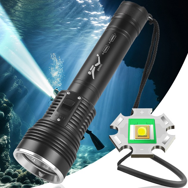 High Quality 3000 Lumen 60W Diving Flashlight 50M Under Water IPX8 Waterproof Flashlights Long Range 1000M LED Diving Light
