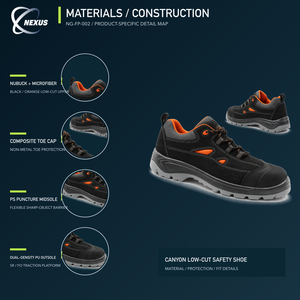 Unisex Safety <strong>Shoes</strong> with Nubuck Leather &amp; Microfiber Upper Anti-Puncture Midsole PU Outsole - Product Image 3