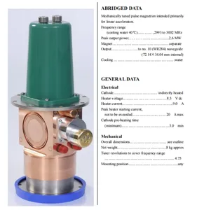 조정 가능한 S-밴드 마그네트론 2998MHz 2.5MW 선형 가속기 수냉을 위한 기계적으로 조정된 펄스 마그네트론