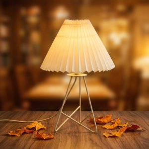Scandinavian Style Table <b>Lamp</b> Paper Shade Aluminum Base E27 LED 3500K Warm White Cone Shape Wire High CRI 95 Bedroom - Product Image 3
