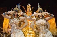 Costumes de scène de danse sur le thème de Cléopâtre dorée personnalisés, 100% polyester, ensembles de costumes exotiques pour discothèque, ouverture, anniversaire
