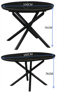 <span class=keywords><strong>Table</strong></span> à <span class=keywords><strong>manger</strong></span> extensible <span class=keywords><strong>de</strong></span> luxe <span class=keywords><strong>avec</strong></span> plateau en pierre frittée, extension à feuilles escamotables et base en métal robuste, directement <span class=keywords><strong>de</strong></span> l'usine - Product Image 4