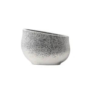 MSH不规则轻奢华金珠饰有镀银陶瓷花瓶，用于艺术装饰