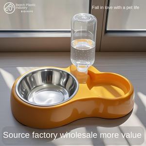 Köpekler ve Kediler için Otomatik Su Sebili Besleyici Plastik Çift Kase Entegre Mama Kabı Şarj Edilebilir Toptan - Product Image 2